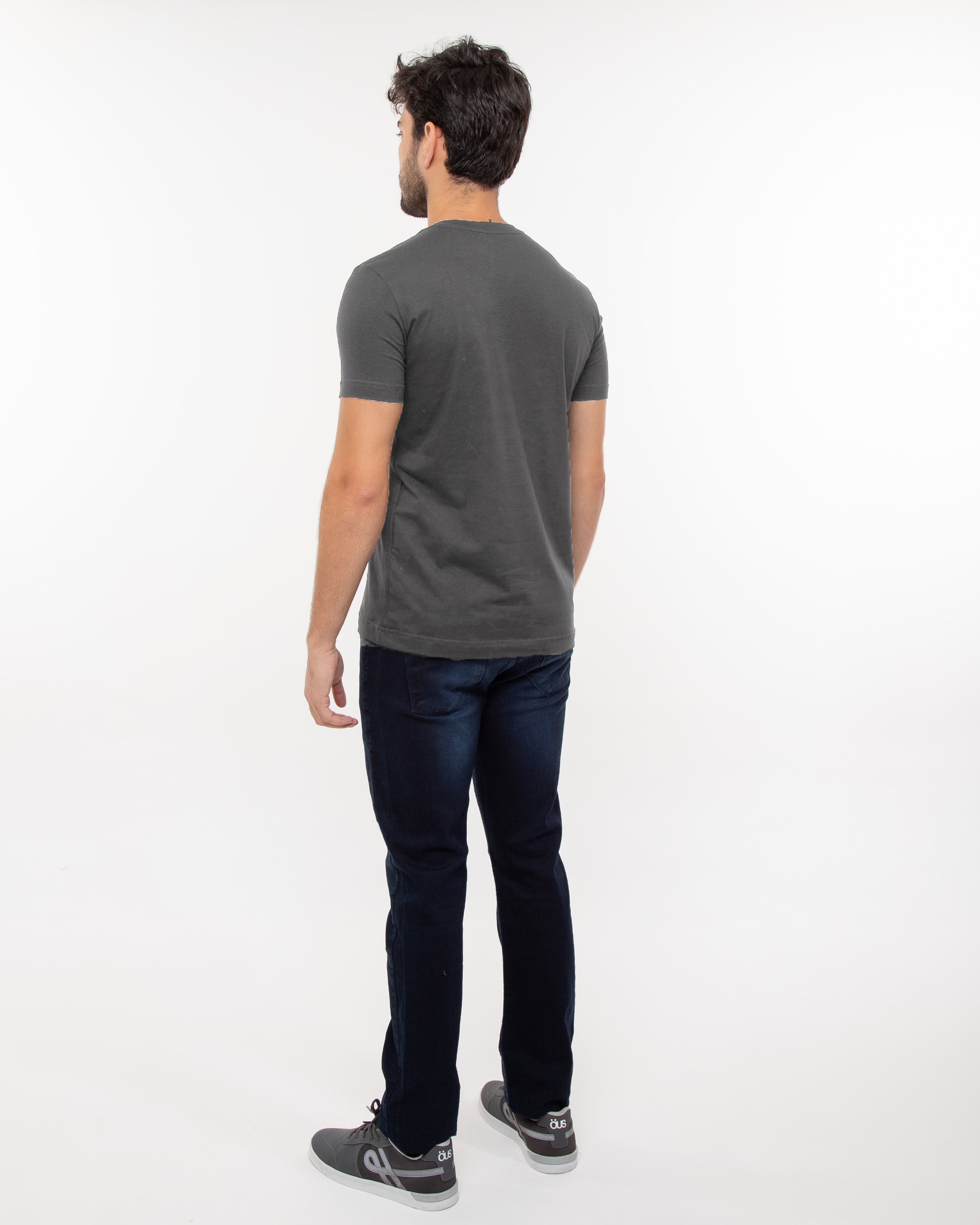 Camiseta Masculina Algodão PENTEADO Cinza