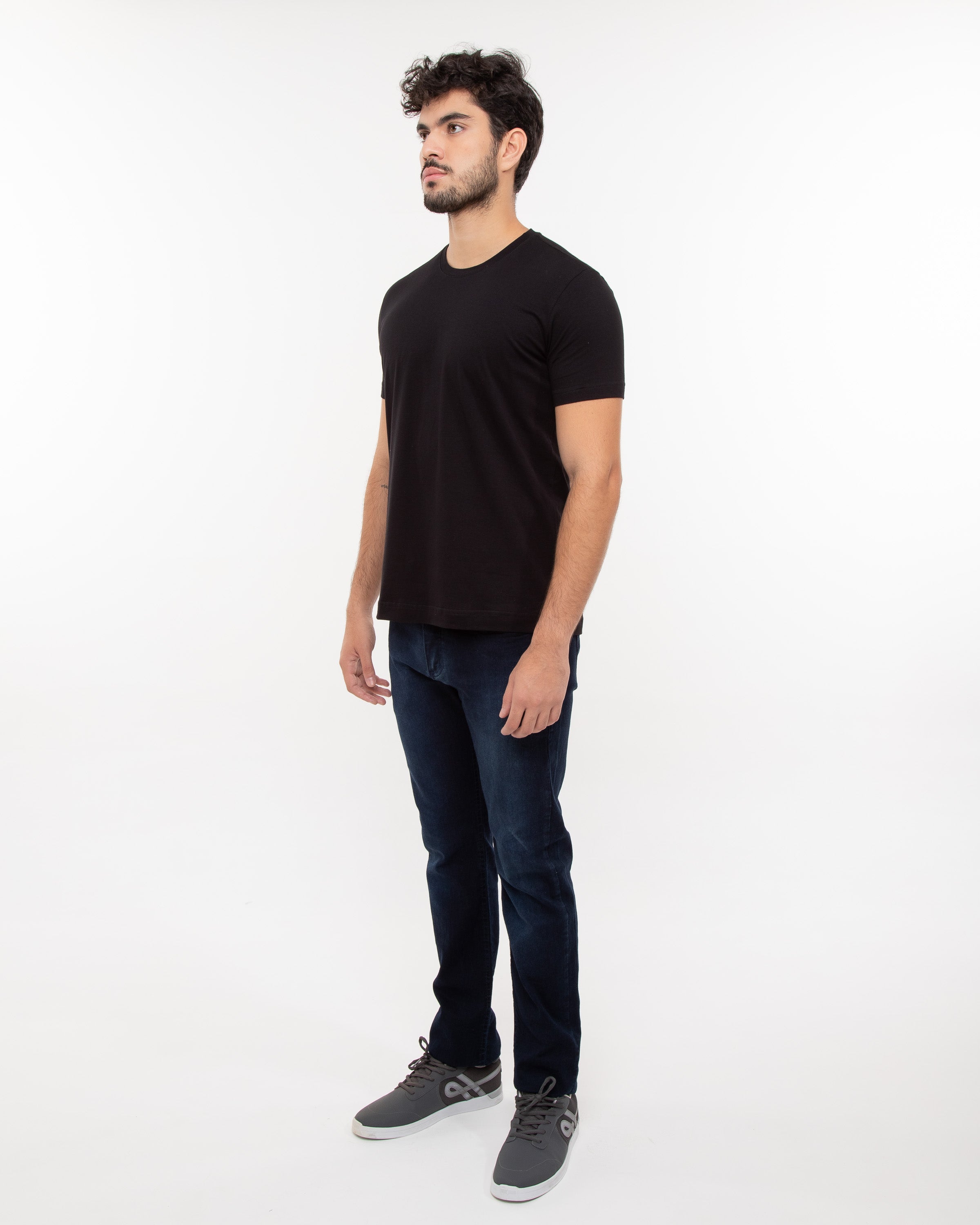 Camiseta Masculina Algodão PENTEADO Preta