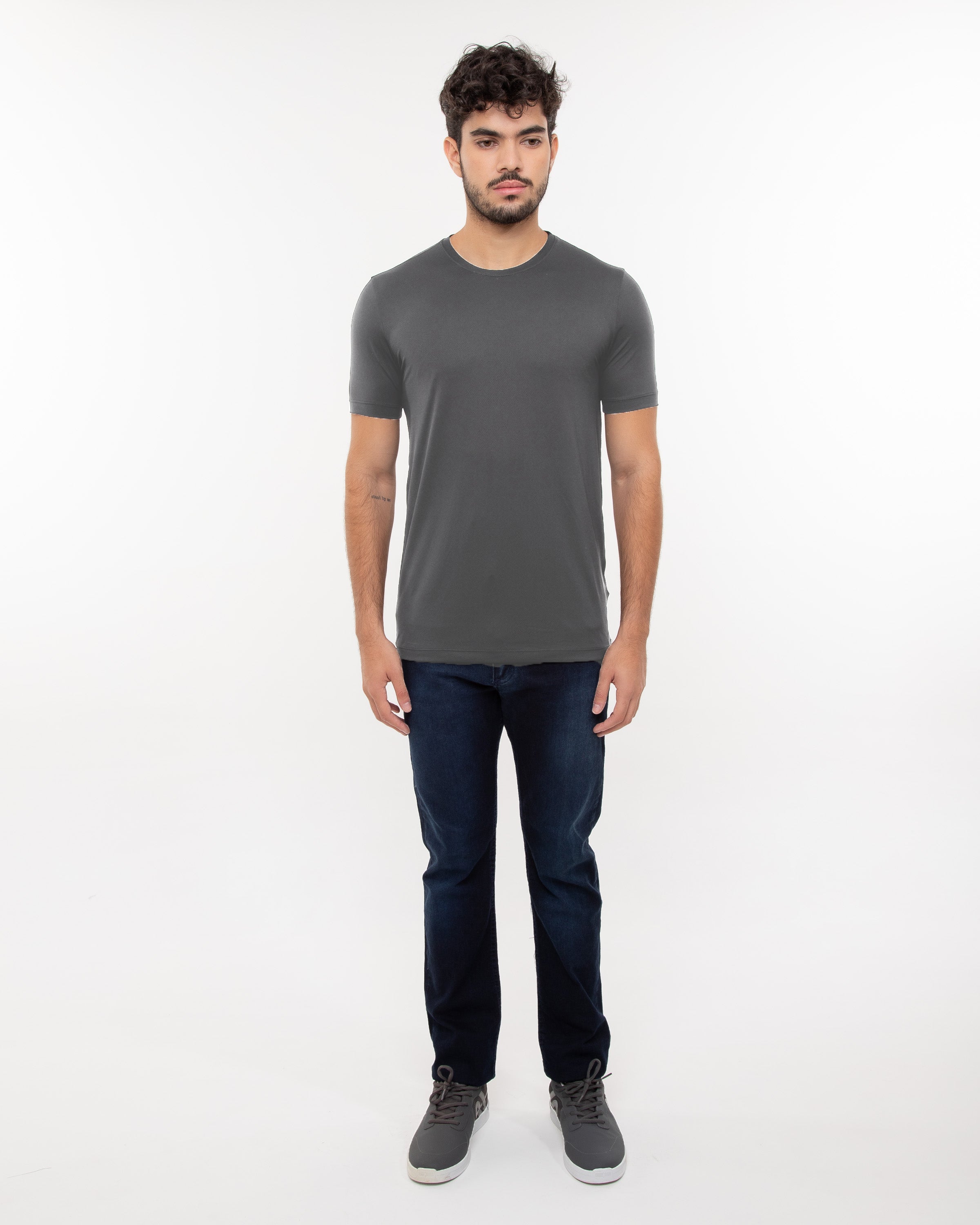 Camiseta masc DRY POLIAMIDA Cinza Chumbo