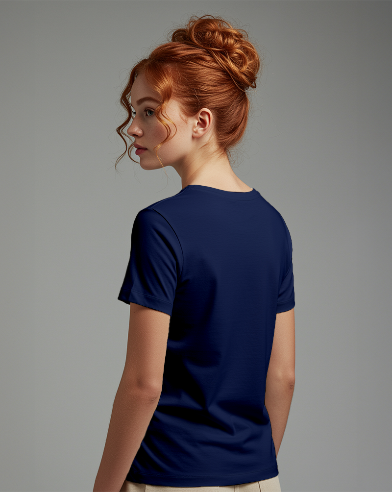 Camiseta Feminina Algodão PENTEADO Azul Marinho