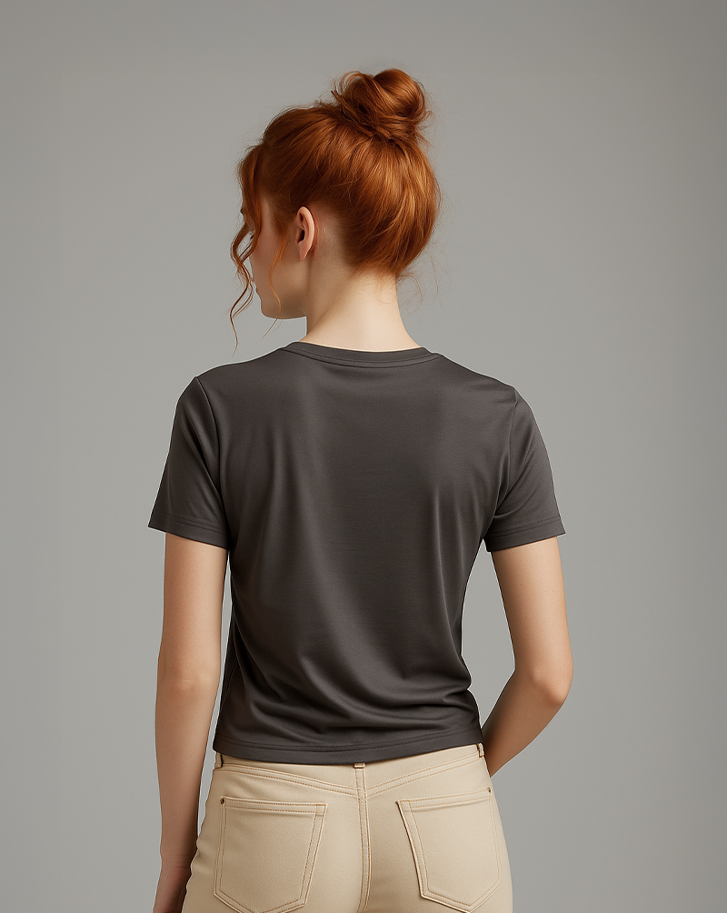 Camiseta Feminina Algodão PENTEADO Cinza Chumbo