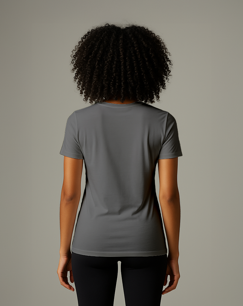 Camiseta fem DRY POLIAMIDA Cinza Chumbo