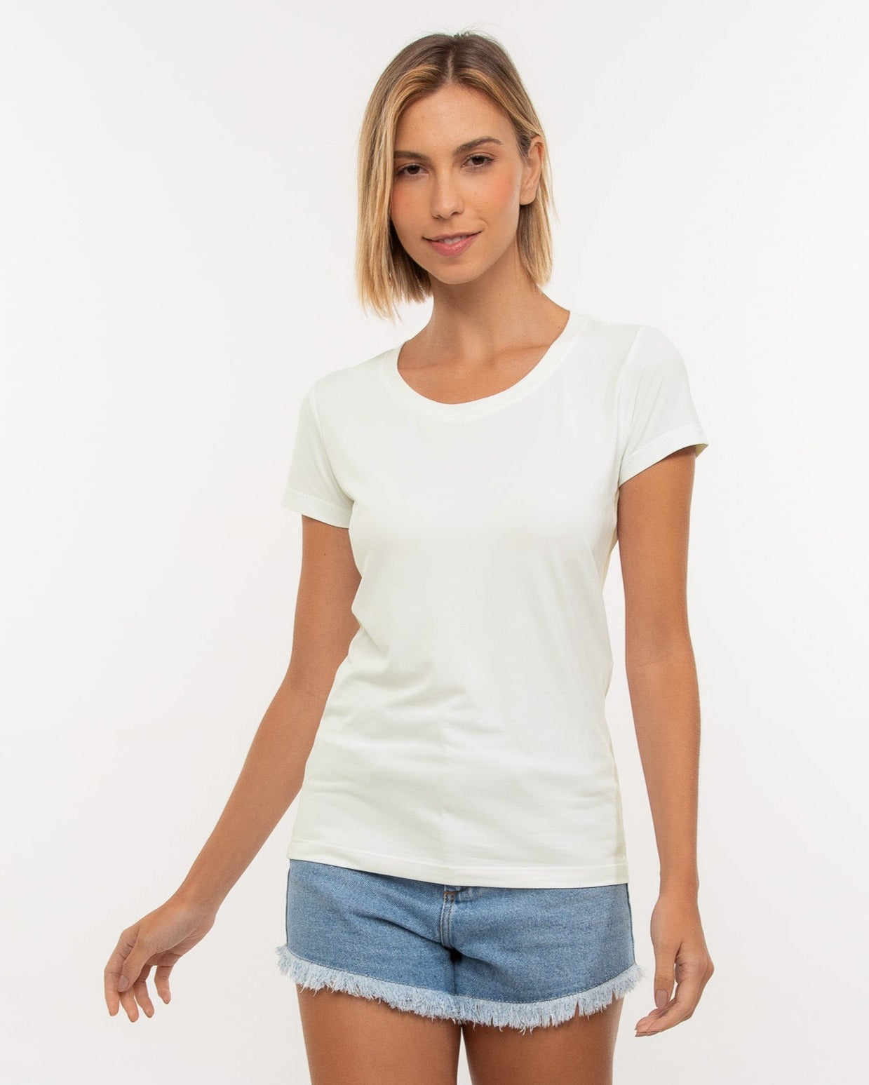 Camiseta Feminina Algodão PENTEADO Off White