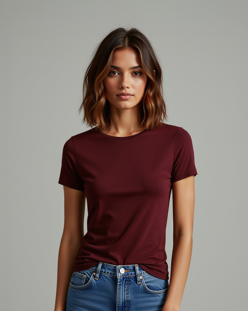 Camiseta Feminina Algodão EGÍPCIO Bordô