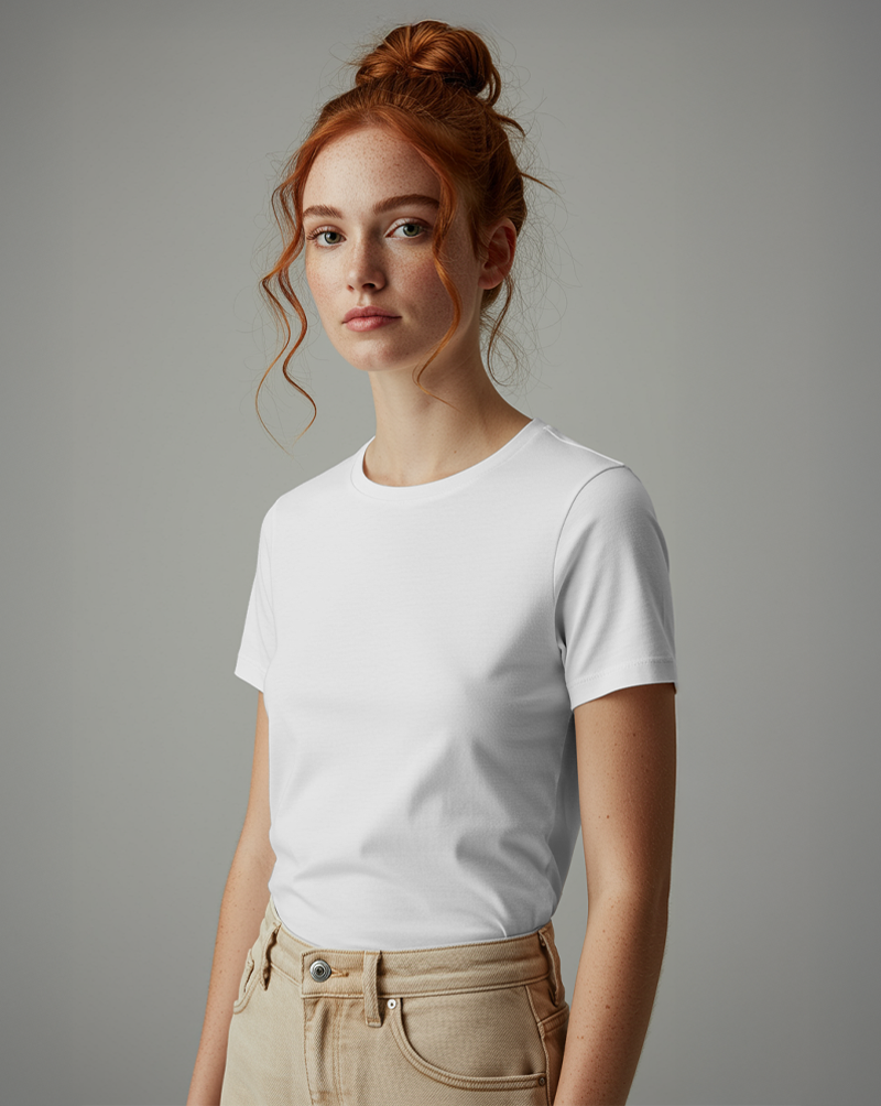 Camiseta Feminina Algodão PENTEADO Branca