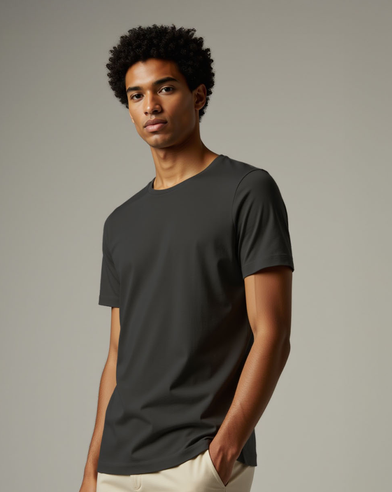 Camiseta Masculina Algodão PENTEADO Cinza