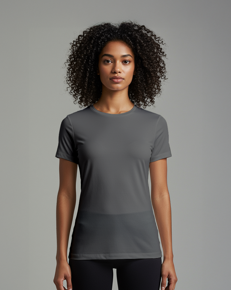 Camiseta fem DRY POLIAMIDA Cinza Chumbo