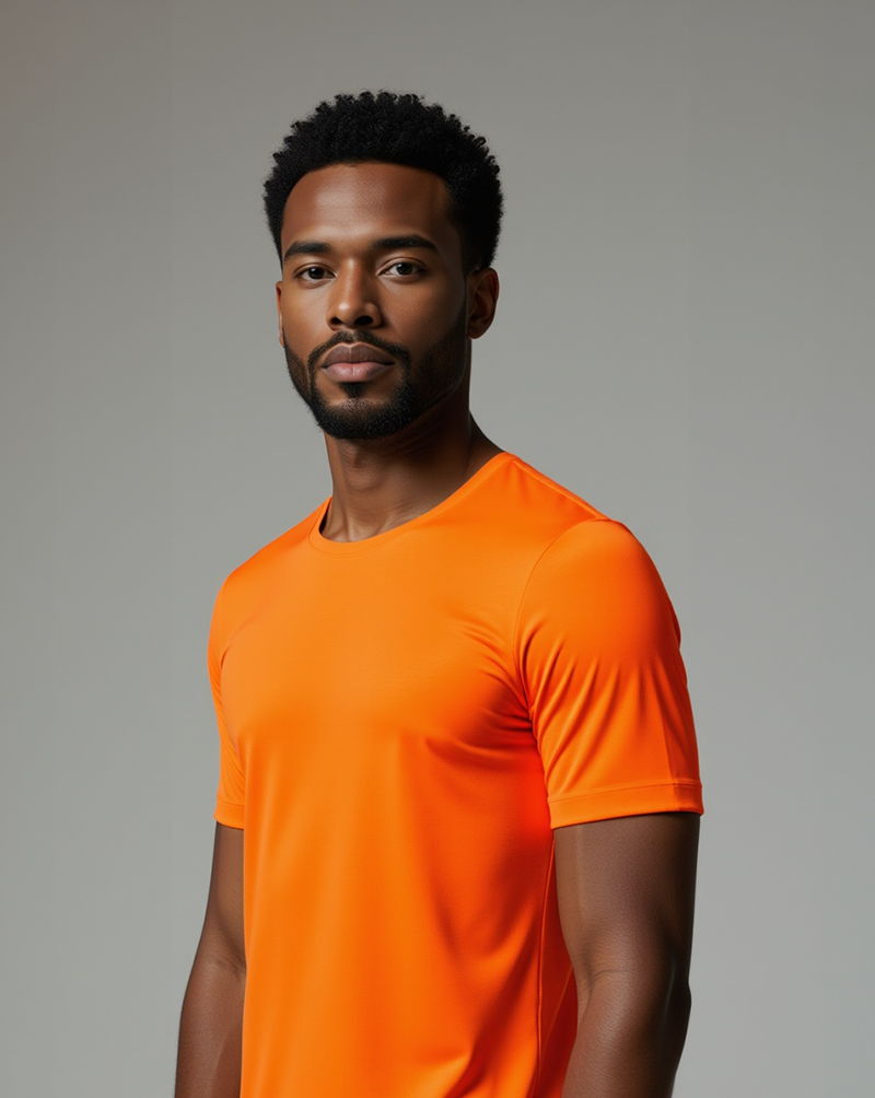 Camiseta masc DRY POLIAMIDA Laranja Neon