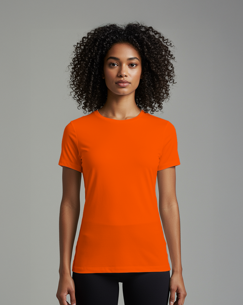 Camiseta fem DRY POLIAMIDA Laranja Neon