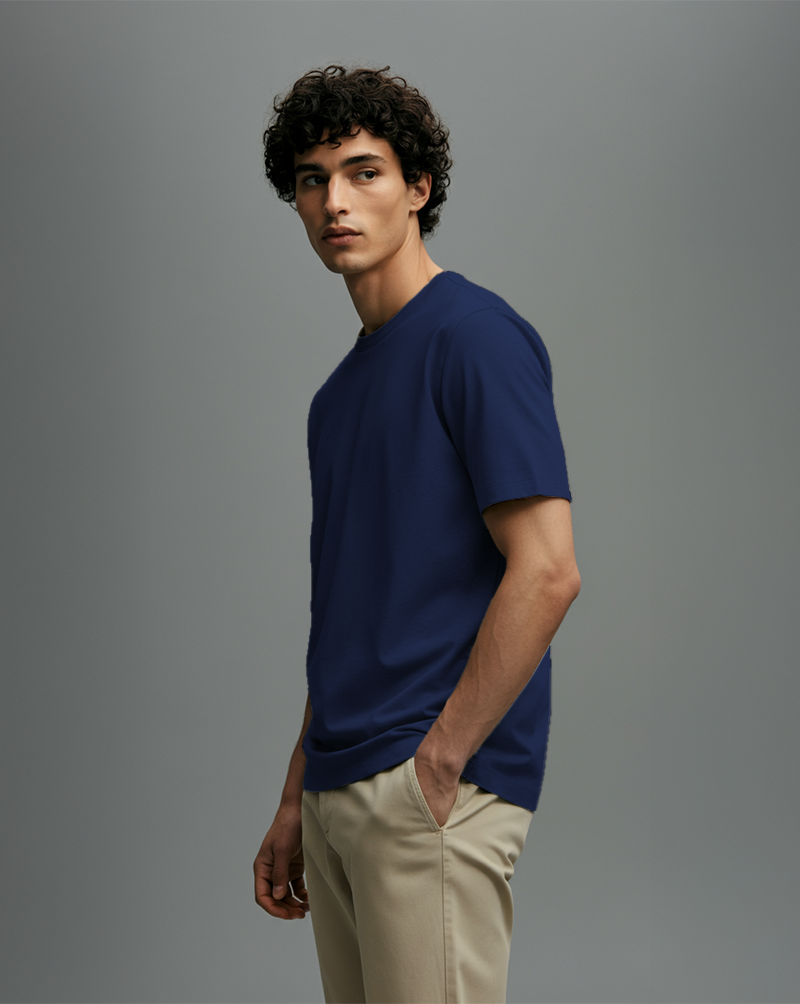 Camiseta Masculina Algodão EGÍPCIO Azul Marinho