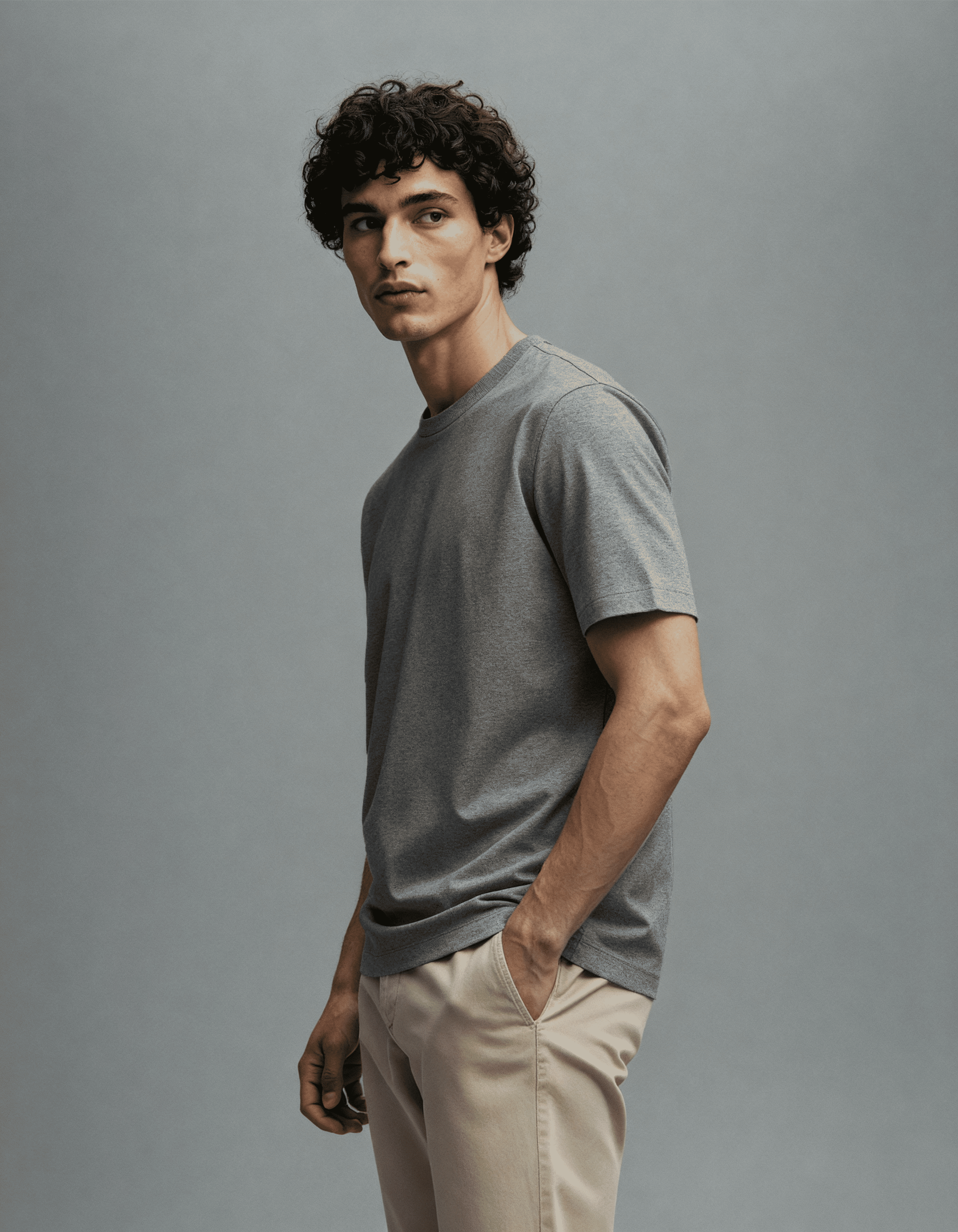 Camiseta Masculina Algodão EGÍPCIO Cinza Médio