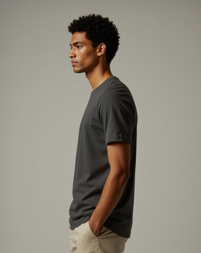 Camiseta Masculina Algodão PENTEADO Cinza
