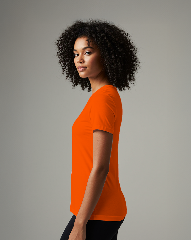 Camiseta fem DRY POLIAMIDA Laranja Neon