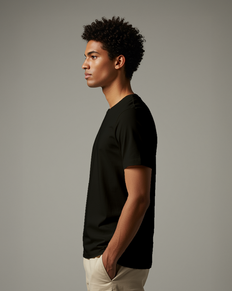 Camiseta Masculina Algodão PENTEADO Preta