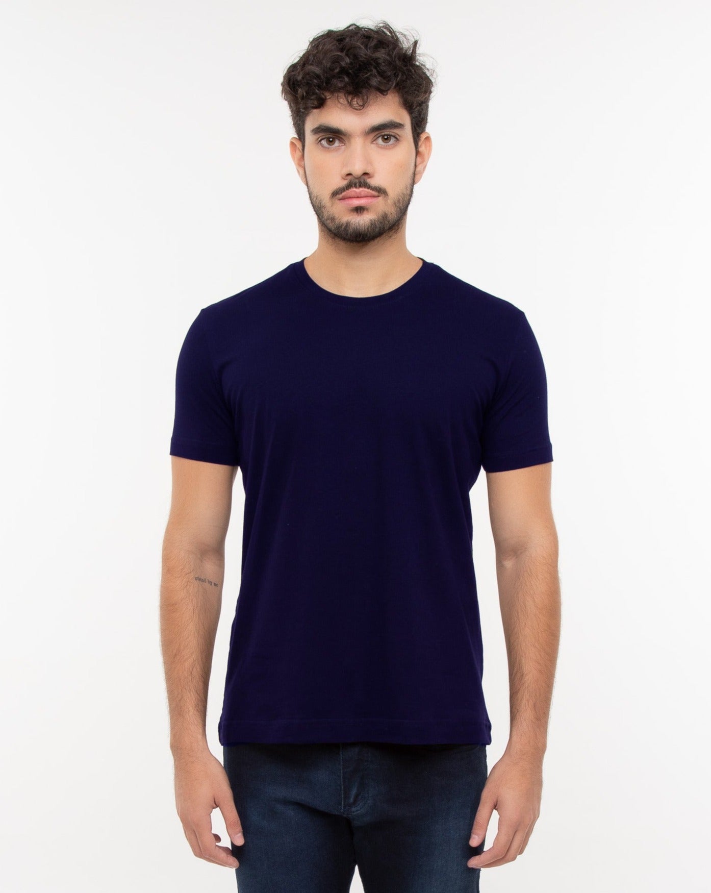 Camiseta Masculina Algodão PENTEADO Azul Marinho