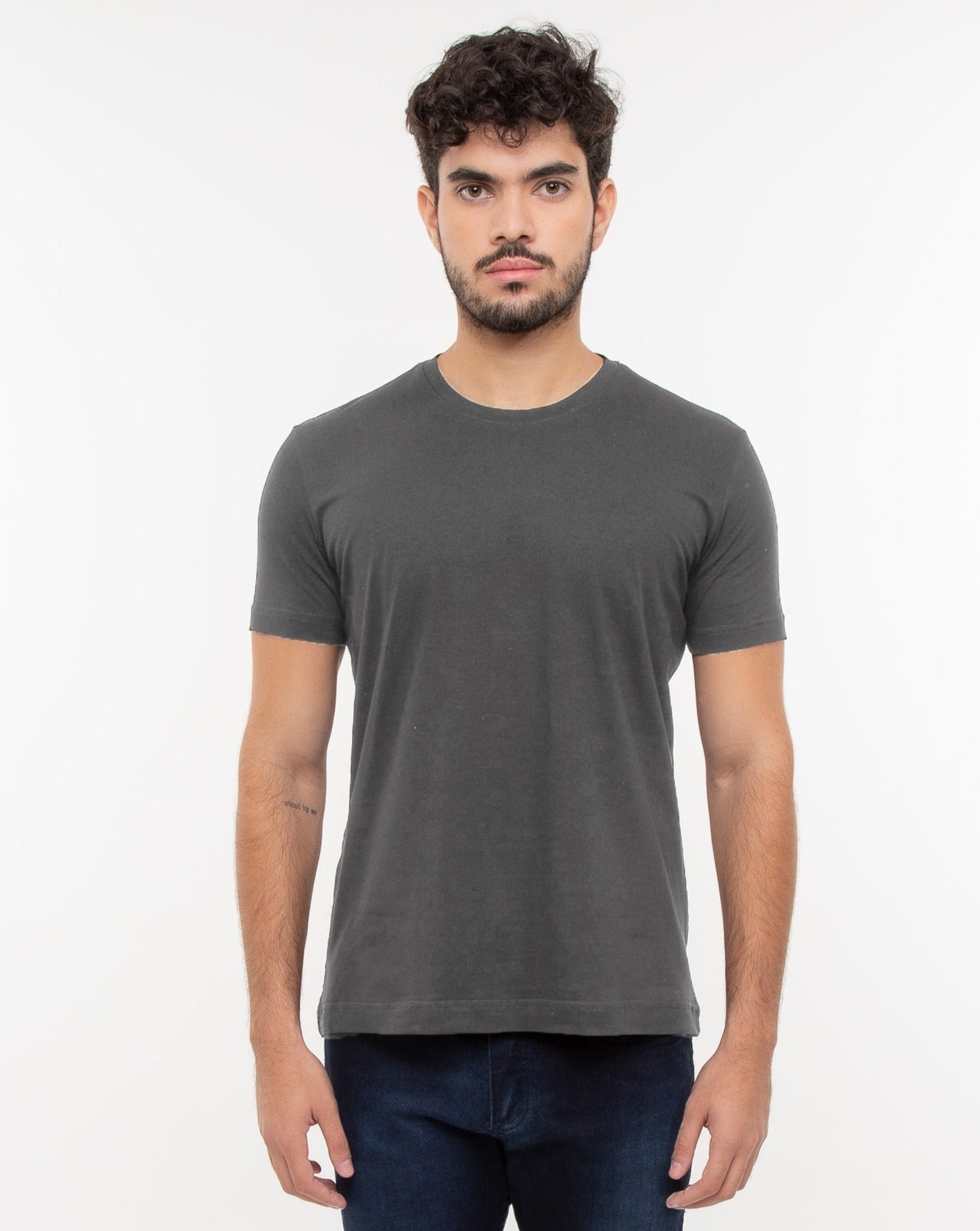 Camiseta Masculina Algodão PENTEADO Cinza