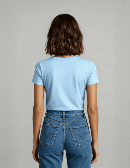 Camiseta Feminina Algodão EGÍPCIO Azul Claro