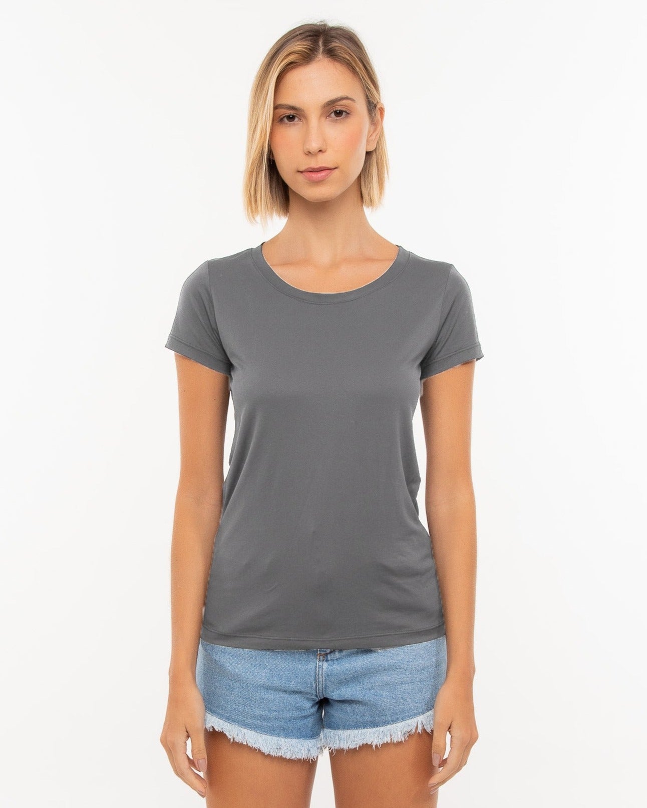 Camiseta Feminina Algodão EGÍPCIO Cinza Chumbo