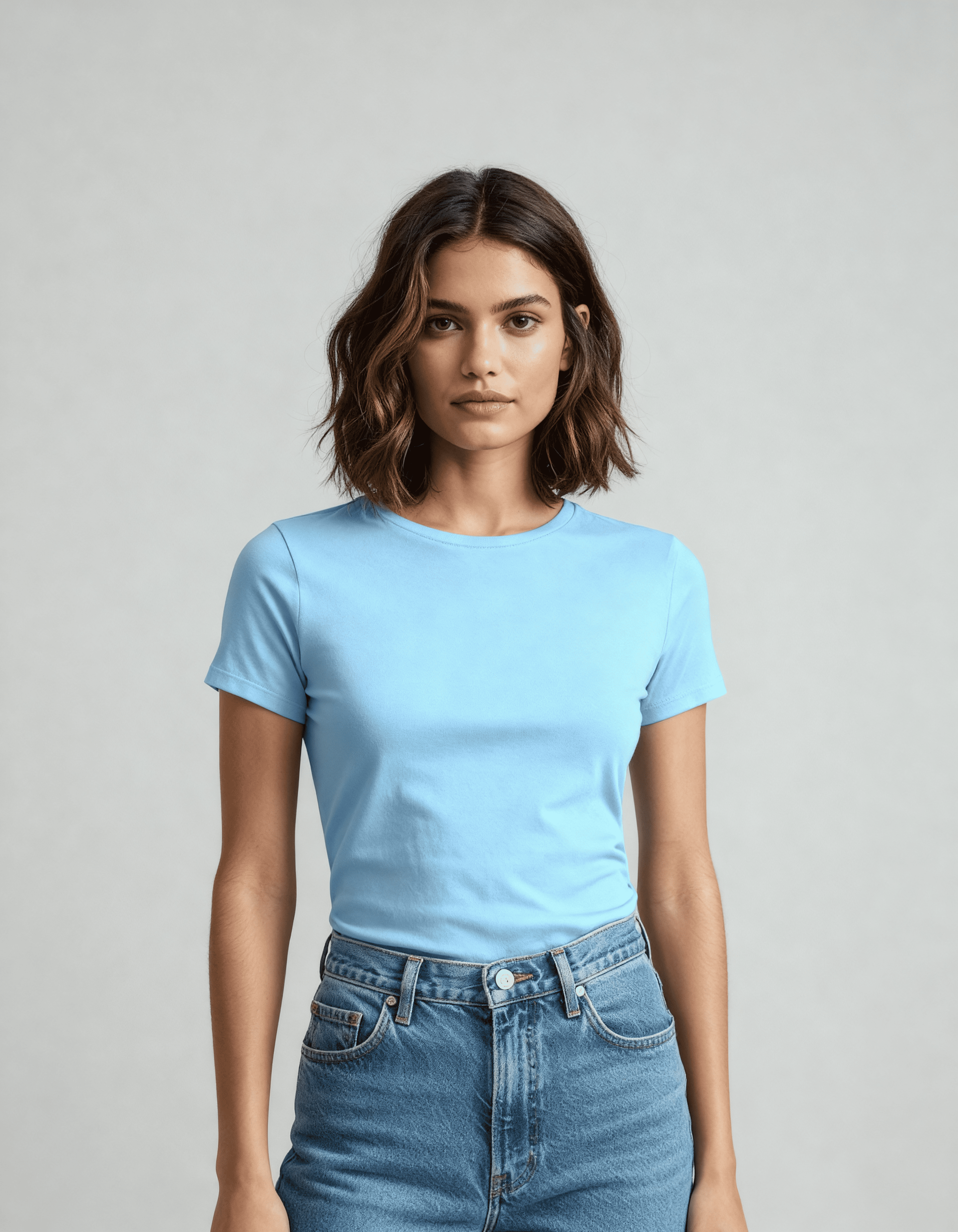 Camiseta Feminina Algodão EGÍPCIO Azul Claro