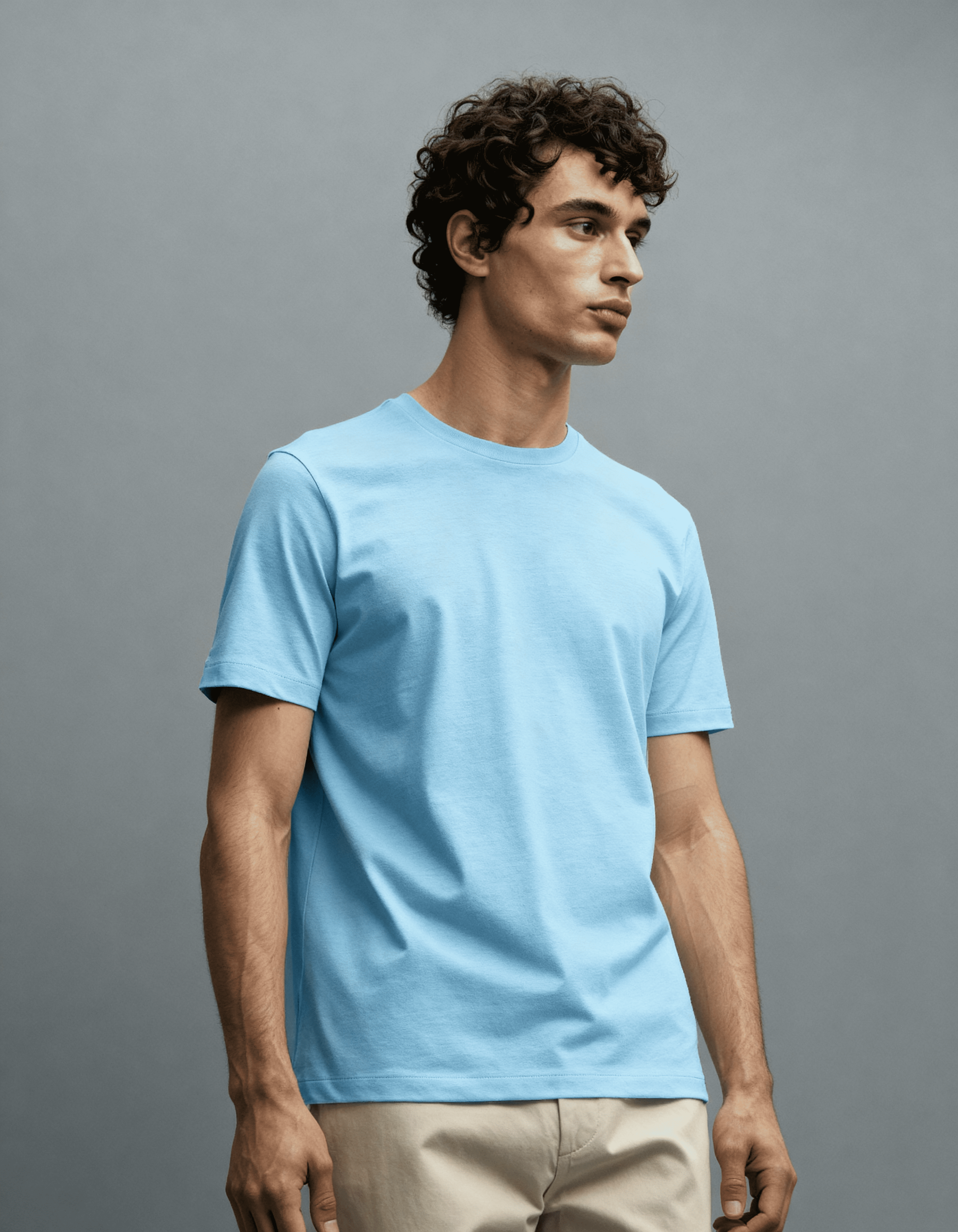 Camiseta Masculina Algodão EGÍPCIO Azul Claro