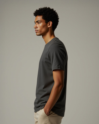 Camiseta Masculina Algodão PENTEADO Cinza