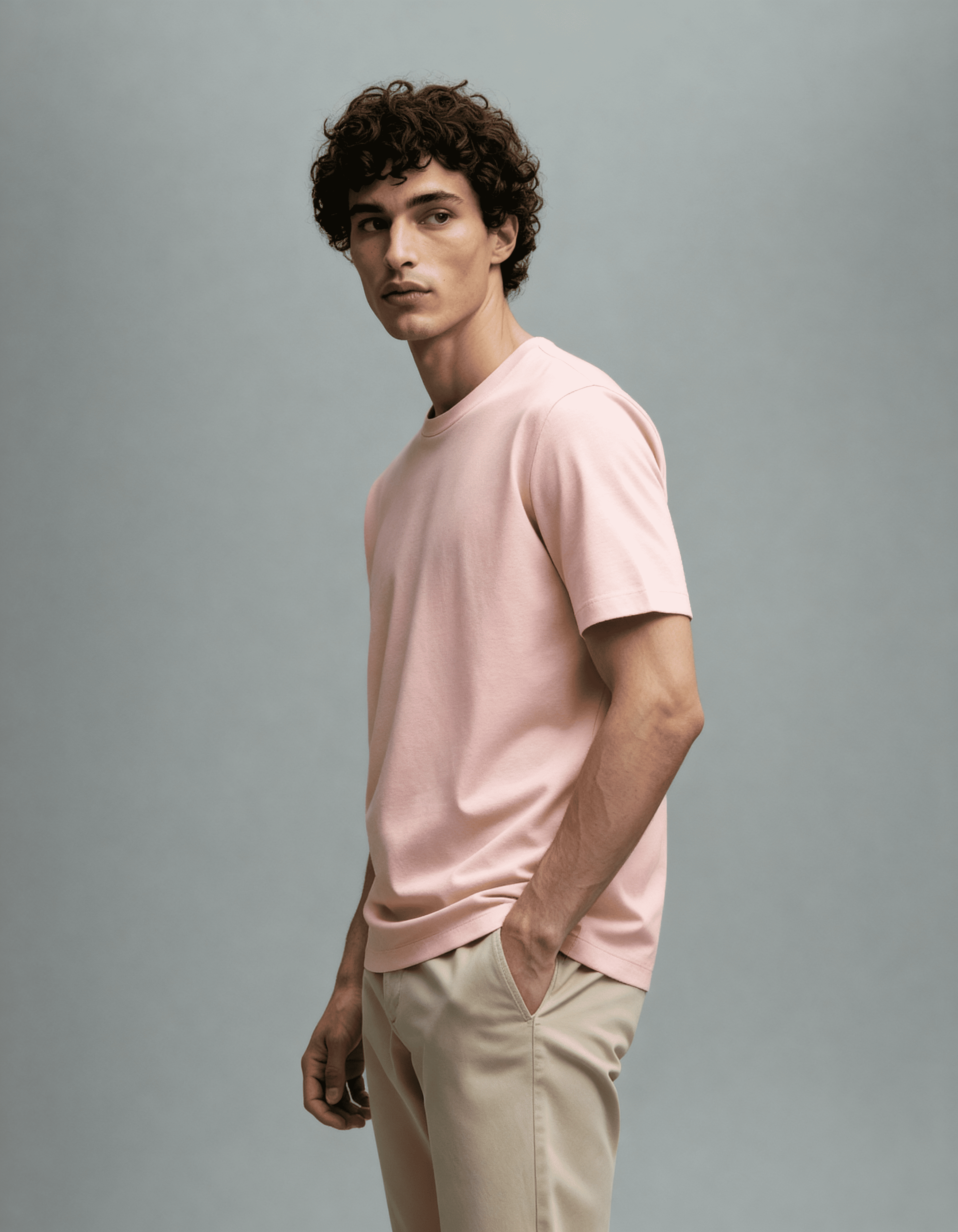 Camiseta Masculina Algodão EGÍPCIO Rosa Claro